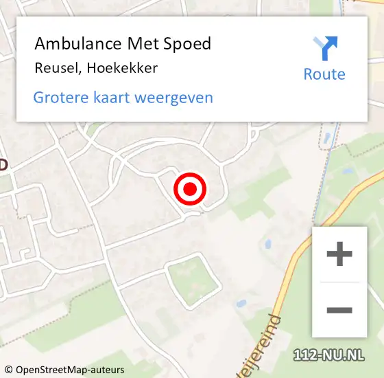 Locatie op kaart van de 112 melding: Ambulance Met Spoed Naar Reusel, Hoekekker op 2 maart 2019 16:45