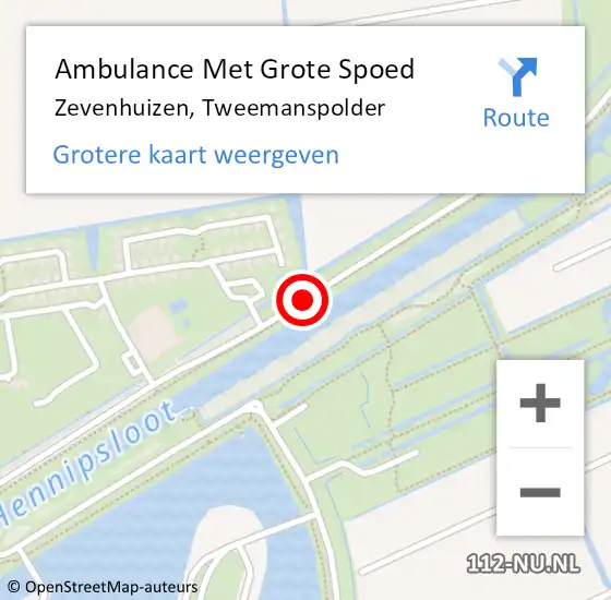 Locatie op kaart van de 112 melding: Ambulance Met Grote Spoed Naar Zevenhuizen, Tweemanspolder op 2 maart 2019 17:31