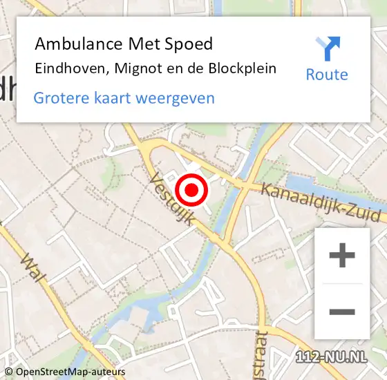 Locatie op kaart van de 112 melding: Ambulance Met Spoed Naar Eindhoven, Mignot En De Blockplein op 2 maart 2019 18:18