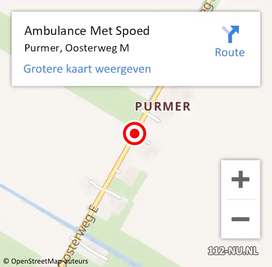 Locatie op kaart van de 112 melding: Ambulance Met Spoed Naar Purmer, Oosterweg M op 2 maart 2019 18:29