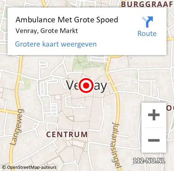 Locatie op kaart van de 112 melding: Ambulance Met Grote Spoed Naar Venray, Grote Markt op 2 maart 2019 19:22