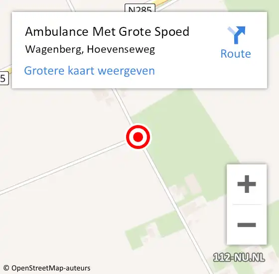 Locatie op kaart van de 112 melding: Ambulance Met Grote Spoed Naar Wagenberg, Hoevenseweg op 2 maart 2019 19:37