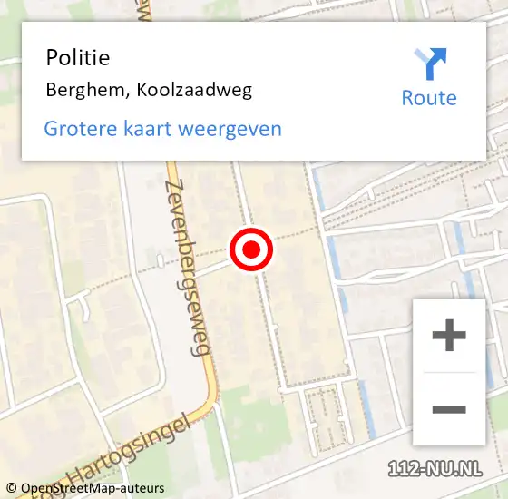 Locatie op kaart van de 112 melding: Politie Berghem, Koolzaadweg op 2 maart 2019 19:48