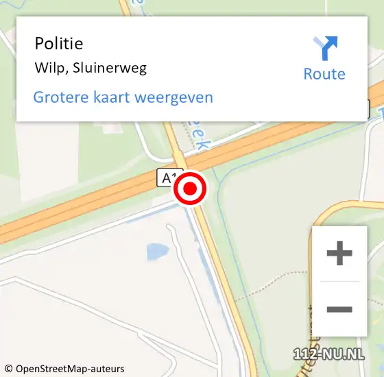 Locatie op kaart van de 112 melding: Politie Wilp, Sluinerweg op 2 maart 2019 21:23