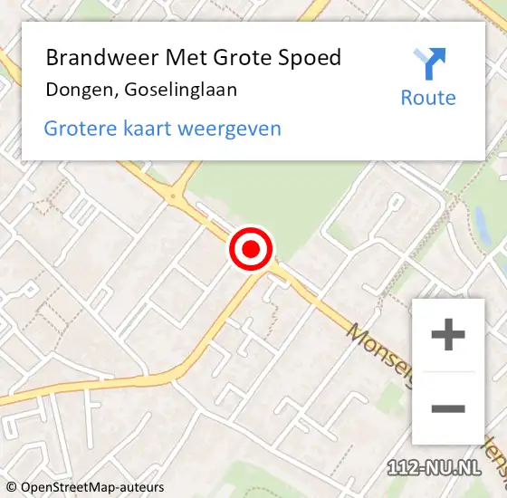 Locatie op kaart van de 112 melding: Brandweer Met Grote Spoed Naar Dongen, Goselinglaan op 2 maart 2019 21:26