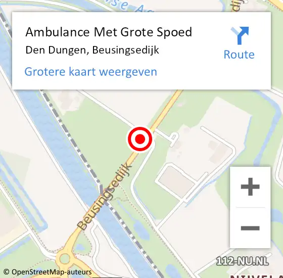 Locatie op kaart van de 112 melding: Ambulance Met Grote Spoed Naar Den Dungen, Beusingsedijk op 2 maart 2019 22:59