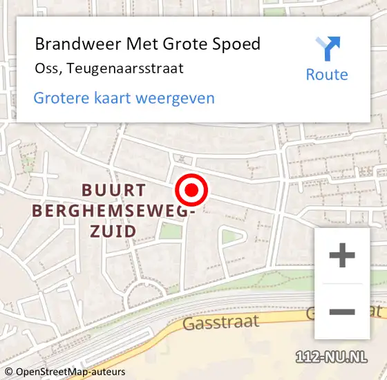 Locatie op kaart van de 112 melding: Brandweer Met Grote Spoed Naar Oss, Teugenaarsstraat op 3 maart 2019 00:20