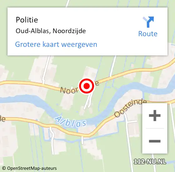 Locatie op kaart van de 112 melding: Politie Oud-Alblas, Noordzijde op 3 maart 2019 00:34