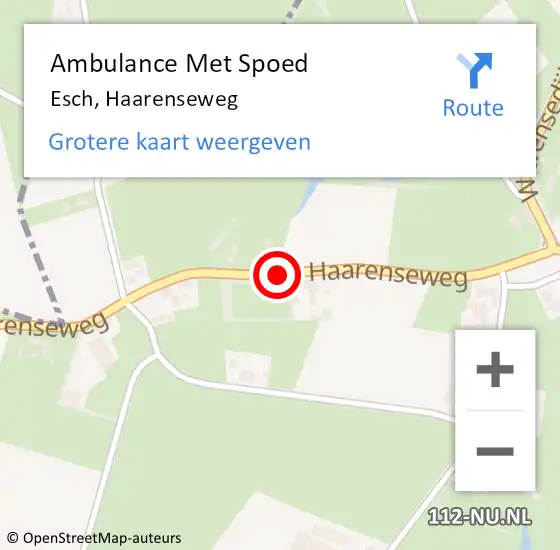 Locatie op kaart van de 112 melding: Ambulance Met Spoed Naar Esch, Haarenseweg op 3 maart 2019 00:34