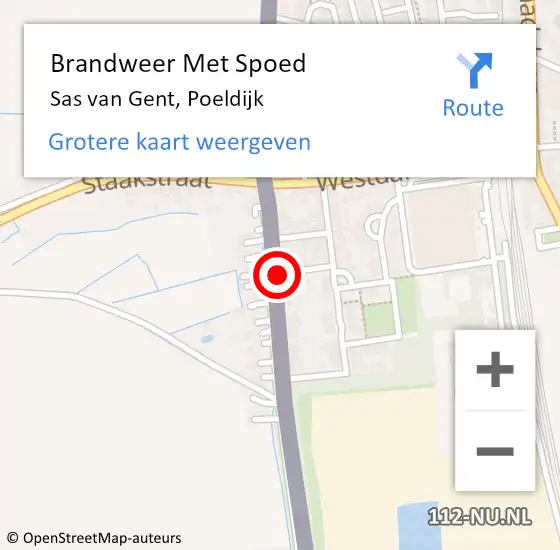 Locatie op kaart van de 112 melding: Brandweer Met Spoed Naar Sas van Gent, Poeldijk op 3 maart 2019 00:34