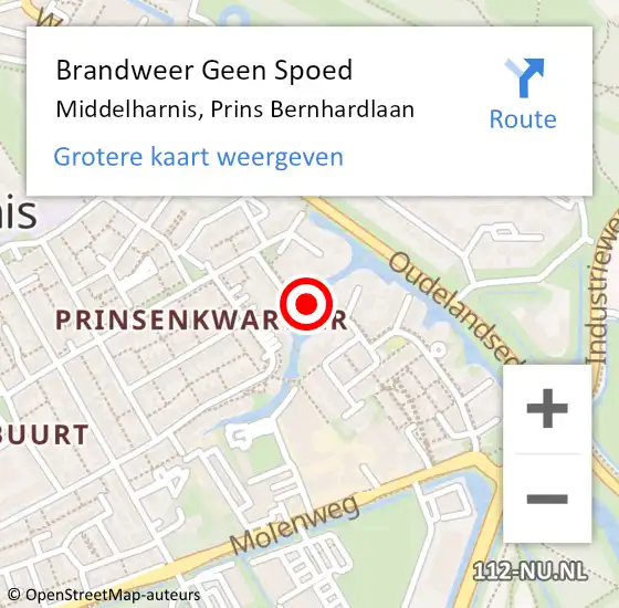 Locatie op kaart van de 112 melding: Brandweer Geen Spoed Naar Middelharnis, Prins Bernhardlaan op 3 maart 2019 01:56