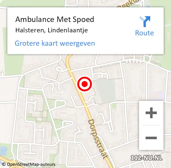 Locatie op kaart van de 112 melding: Ambulance Met Spoed Naar Halsteren, Lindenlaantje op 3 maart 2019 04:25