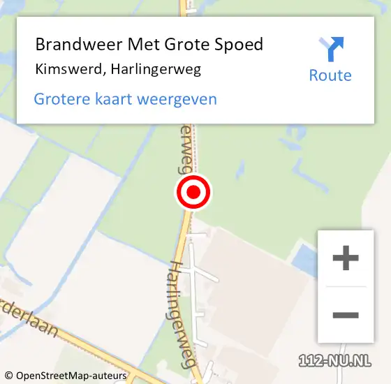 Locatie op kaart van de 112 melding: Brandweer Met Grote Spoed Naar Kimswerd, Harlingerweg op 3 maart 2019 04:46