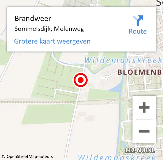 Locatie op kaart van de 112 melding: Brandweer Sommelsdijk, Molenweg op 3 maart 2019 06:03