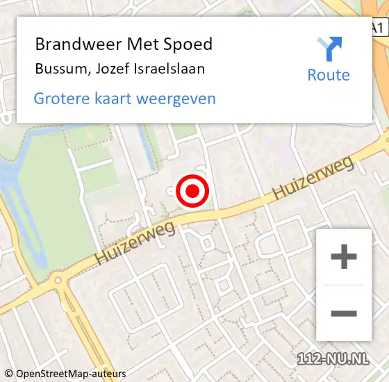 Locatie op kaart van de 112 melding: Brandweer Met Spoed Naar Bussum, Jozef Israelslaan op 3 maart 2019 06:22