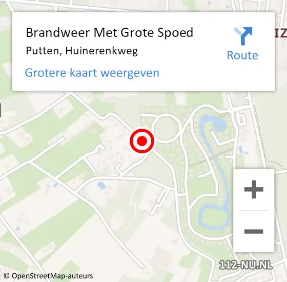 Locatie op kaart van de 112 melding: Brandweer Met Grote Spoed Naar Putten, Huinerenkweg op 3 maart 2019 07:21