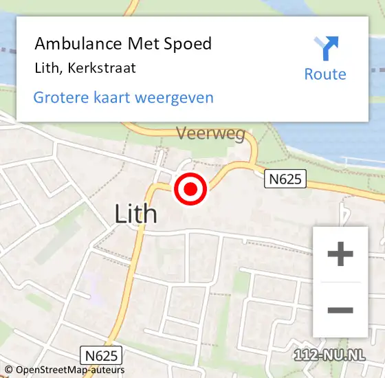 Locatie op kaart van de 112 melding: Ambulance Met Spoed Naar Lith, Kerkstraat op 3 maart 2019 08:11
