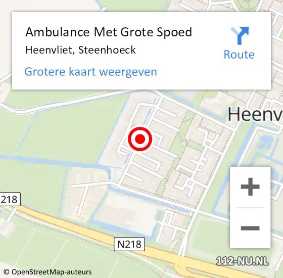 Locatie op kaart van de 112 melding: Ambulance Met Grote Spoed Naar Heenvliet, Steenhoeck op 3 maart 2019 08:51