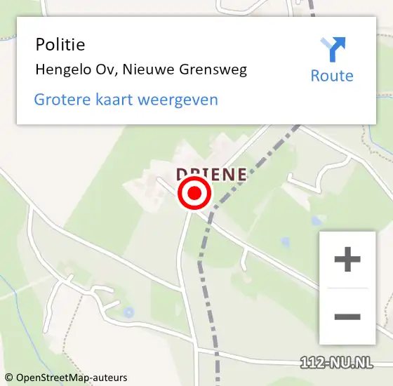 Locatie op kaart van de 112 melding: Politie Hengelo Ov, Nieuwe Grensweg op 3 maart 2019 09:45