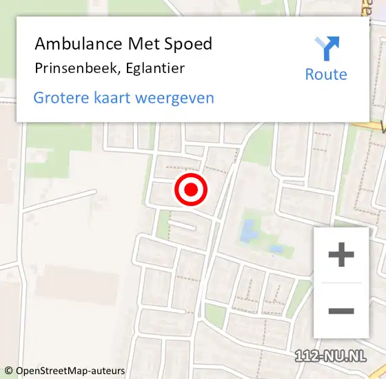 Locatie op kaart van de 112 melding: Ambulance Met Spoed Naar Prinsenbeek, Eglantier op 25 maart 2014 09:47