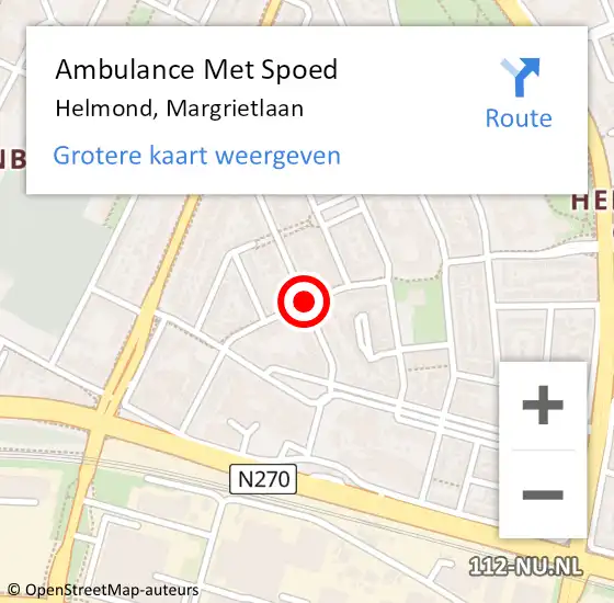 Locatie op kaart van de 112 melding: Ambulance Met Spoed Naar Helmond, Margrietlaan op 3 maart 2019 11:37