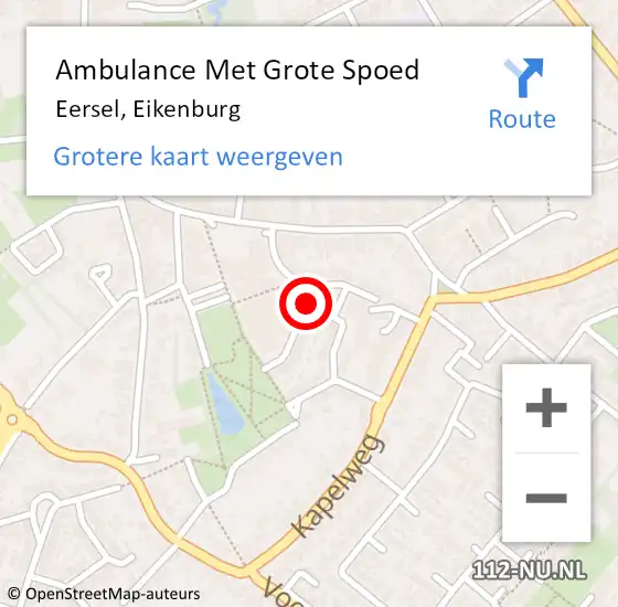 Locatie op kaart van de 112 melding: Ambulance Met Grote Spoed Naar Eersel, Eikenburg op 3 maart 2019 11:38