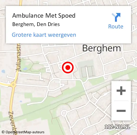 Locatie op kaart van de 112 melding: Ambulance Met Spoed Naar Berghem, Den Dries op 3 maart 2019 12:37