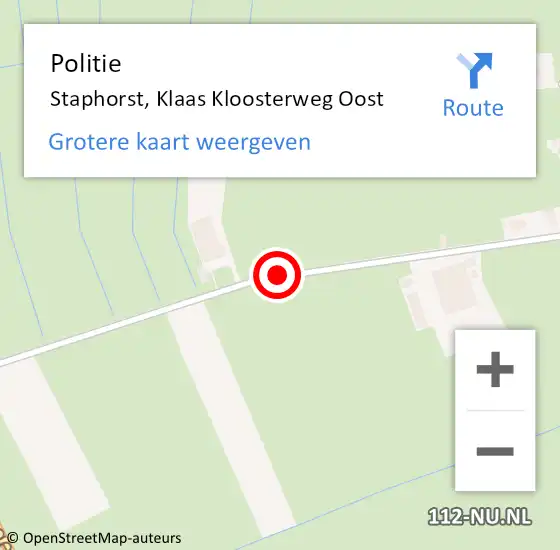 Locatie op kaart van de 112 melding: Politie Staphorst, Klaas Kloosterweg Oost op 3 maart 2019 15:14