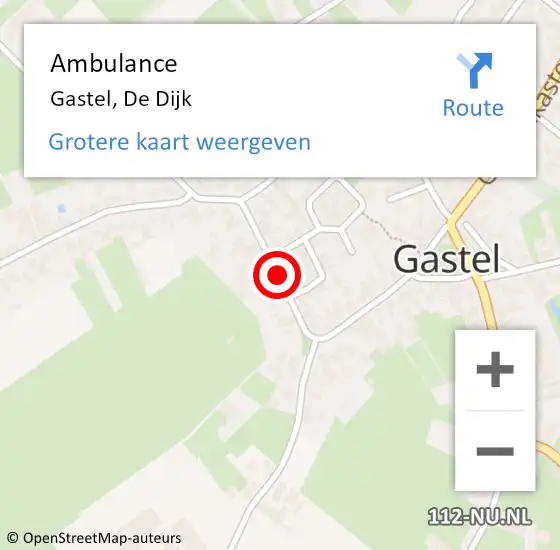 Locatie op kaart van de 112 melding: Ambulance Gastel, De Dijk op 3 maart 2019 15:15