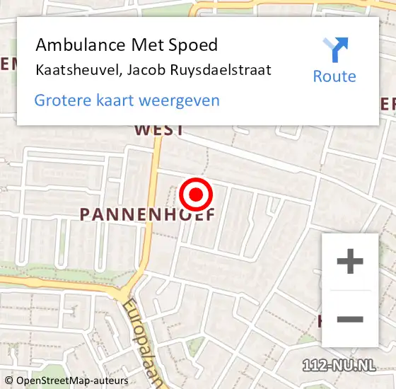 Locatie op kaart van de 112 melding: Ambulance Met Spoed Naar Kaatsheuvel, Jacob Ruysdaelstraat op 3 maart 2019 15:52