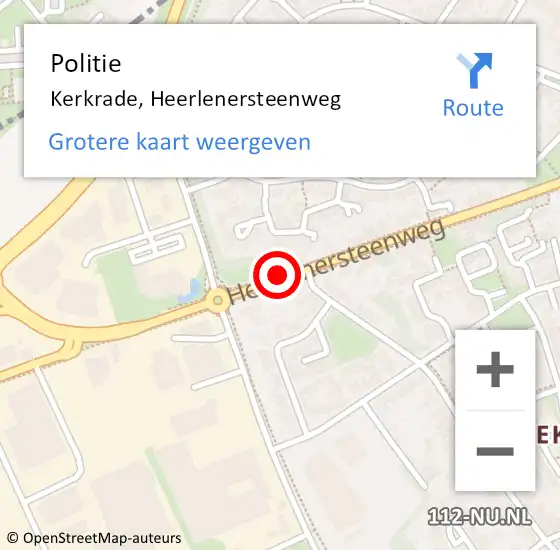 Locatie op kaart van de 112 melding: Politie Kerkrade, Heerlenersteenweg op 3 maart 2019 16:23