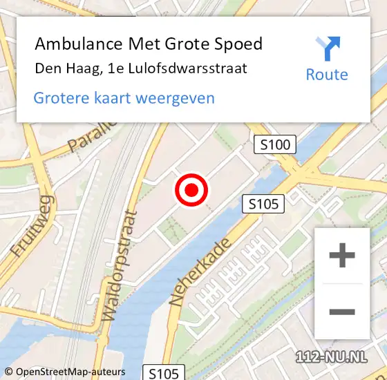 Locatie op kaart van de 112 melding: Ambulance Met Grote Spoed Naar Den Haag, 1e Lulofsdwarsstraat op 3 maart 2019 16:53