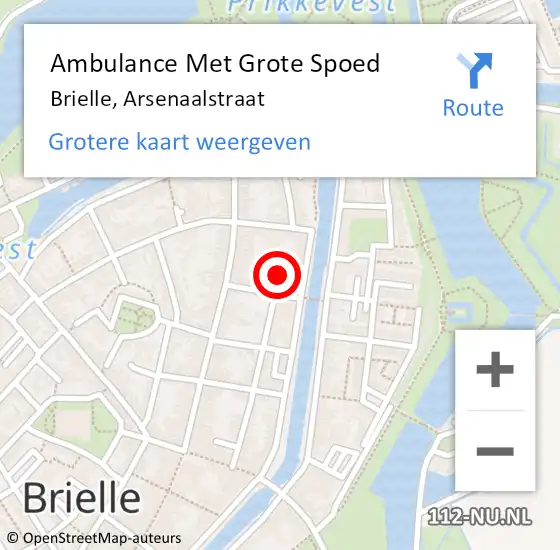 Locatie op kaart van de 112 melding: Ambulance Met Grote Spoed Naar Brielle, Arsenaalstraat op 3 maart 2019 16:57