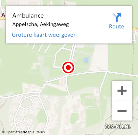 Locatie op kaart van de 112 melding: Ambulance Appelscha, Aekingaweg op 3 maart 2019 17:36