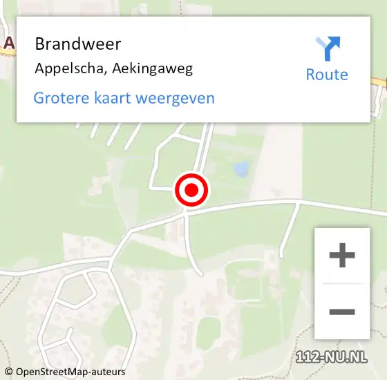 Locatie op kaart van de 112 melding: Brandweer Appelscha, Aekingaweg op 3 maart 2019 17:36