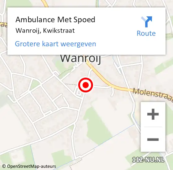 Locatie op kaart van de 112 melding: Ambulance Met Spoed Naar Wanroij, Kwikstraat op 3 maart 2019 17:39