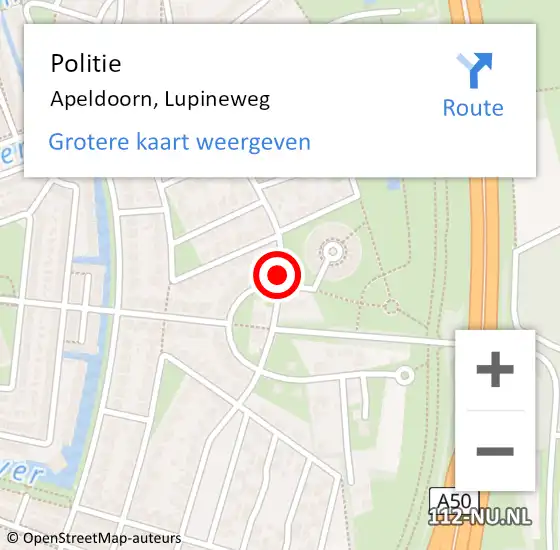 Locatie op kaart van de 112 melding: Politie Apeldoorn, Lupineweg op 3 maart 2019 17:55