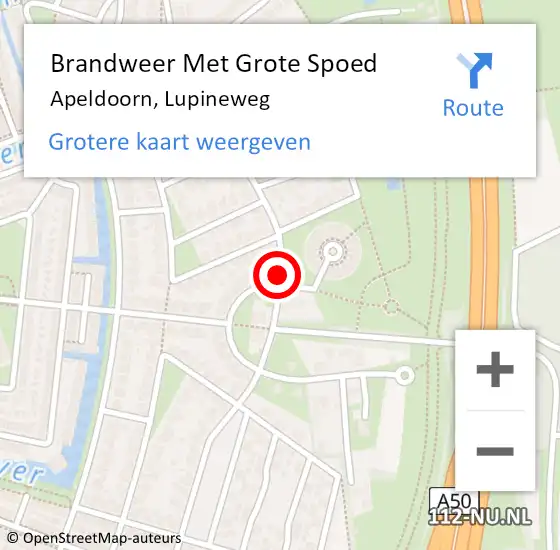 Locatie op kaart van de 112 melding: Brandweer Met Grote Spoed Naar Apeldoorn, Lupineweg op 3 maart 2019 17:57