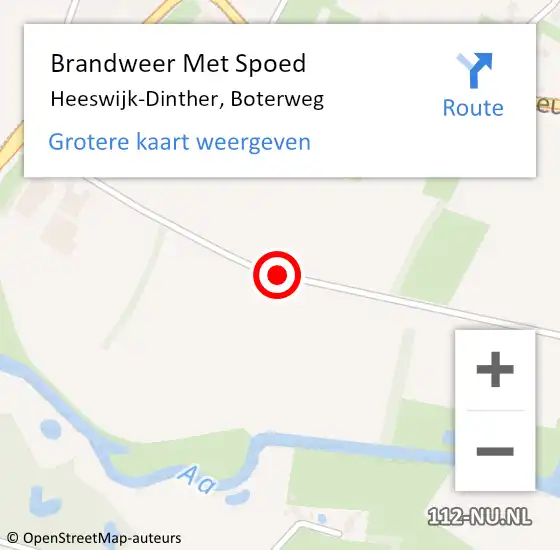 Locatie op kaart van de 112 melding: Brandweer Met Spoed Naar Heeswijk-Dinther, Boterweg op 3 maart 2019 18:48