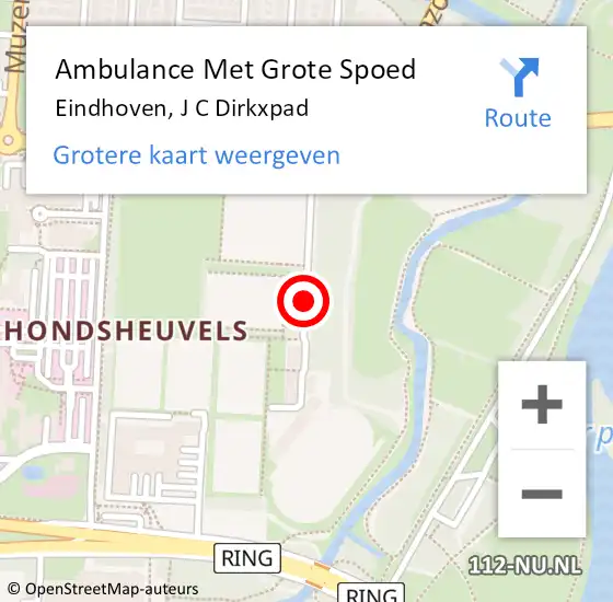 Locatie op kaart van de 112 melding: Ambulance Met Grote Spoed Naar Eindhoven, J C Dirkxpad op 3 maart 2019 19:49