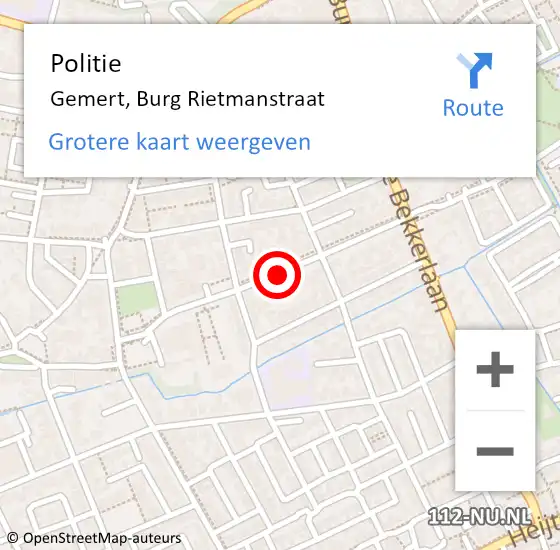 Locatie op kaart van de 112 melding: Politie Gemert, Burg Rietmanstraat op 3 maart 2019 19:49