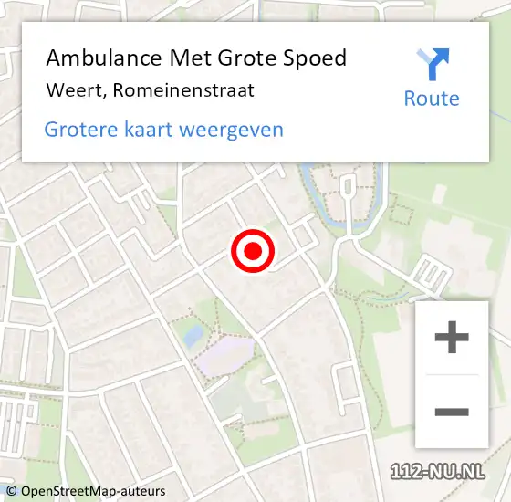 Locatie op kaart van de 112 melding: Ambulance Met Grote Spoed Naar Weert, Romeinenstraat op 3 maart 2019 19:56