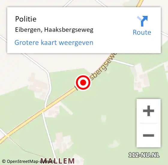 Locatie op kaart van de 112 melding: Politie Eibergen, Haaksbergseweg op 3 maart 2019 20:33