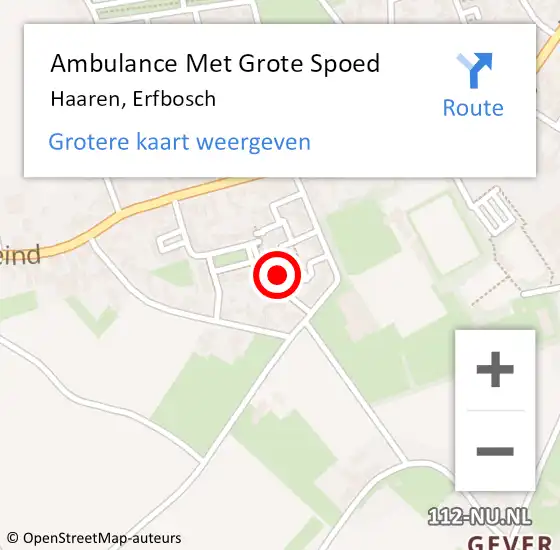 Locatie op kaart van de 112 melding: Ambulance Met Grote Spoed Naar Haaren, Erfbosch op 3 maart 2019 21:14