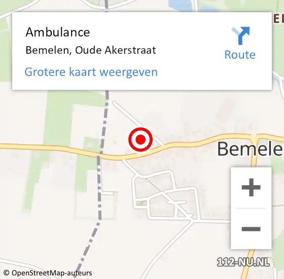 Locatie op kaart van de 112 melding: Ambulance Bemelen, Oude Akerstraat op 25 maart 2014 10:29