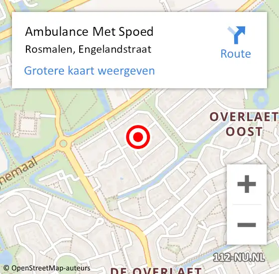 Locatie op kaart van de 112 melding: Ambulance Met Spoed Naar Rosmalen, Engelandstraat op 3 maart 2019 22:51