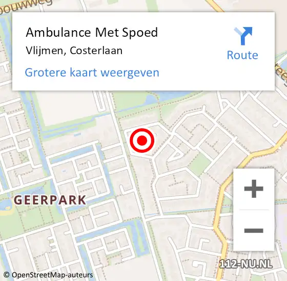 Locatie op kaart van de 112 melding: Ambulance Met Spoed Naar Vlijmen, Costerlaan op 3 maart 2019 22:58