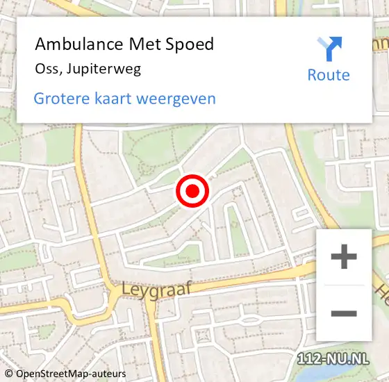 Locatie op kaart van de 112 melding: Ambulance Met Spoed Naar Oss, Jupiterweg op 3 maart 2019 23:50