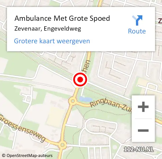 Locatie op kaart van de 112 melding: Ambulance Met Grote Spoed Naar Zevenaar, Engeveldweg op 4 maart 2019 00:13