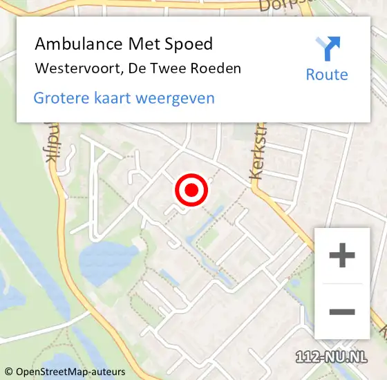 Locatie op kaart van de 112 melding: Ambulance Met Spoed Naar Westervoort, De Twee Roeden op 4 maart 2019 02:18